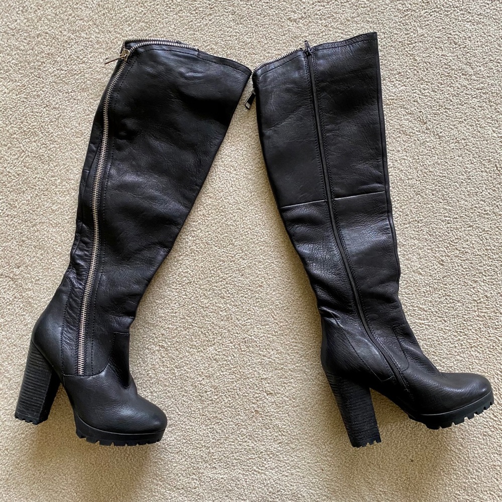 Steve Madden Devlish Leather Over the Knee Boots